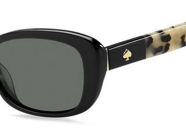 Kate Spade New York Women's Claretta Polarized Rectangular Sunglasses, Black Havana, 53 mm