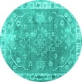thumbnail image 1 of Ahgly Company Indoor Round Abstract Turquoise Blue Contemporary Area Rugs, 4' Round, 1 of 4