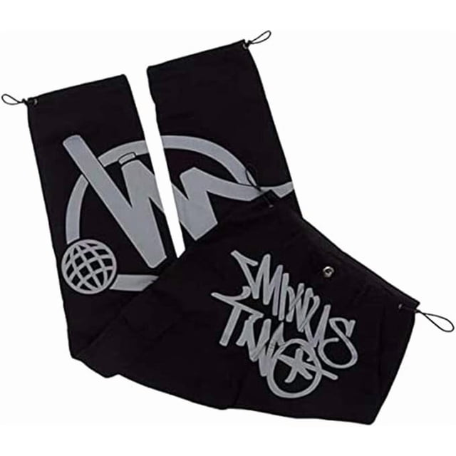 Pantalones de chándal Minus Two Cargo Y2K para hombre 2023, vaqueros Y2K, pantalones cargo holgados de hip-hop, vaqueros Harajuku negros con estampado holgado y recto.