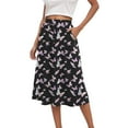 thumbnail image 2 of vigerkar Womens Summer Casual Dress Floral Printed High Waist A Line Ruffle Swing Midi Skirt with Pockets Light Pink, S, 2 of 6