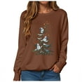 thumbnail image 4 of larppty Christmas Sweatshirt Women Cute Xmas Tree Snowman Print Graphic Pullover Sweater Winter Tops Party Casual Crewneck Clothes （Brown, L）, 4 of 6