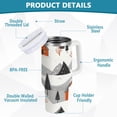 thumbnail image 2 of Yayeee 40oz Stainless Steel Tumbler with Straw and Handle Double-Wall Insulated Travel Water Bottle, Orange Cartoon Houses, 2 of 8