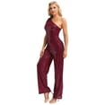 thumbnail image 1 of Xnihocha Combinaison Sans Manches pour Femmes une Épaule Robe de Soirée à Sequins Bourgogne 3TG, 1 of 7
