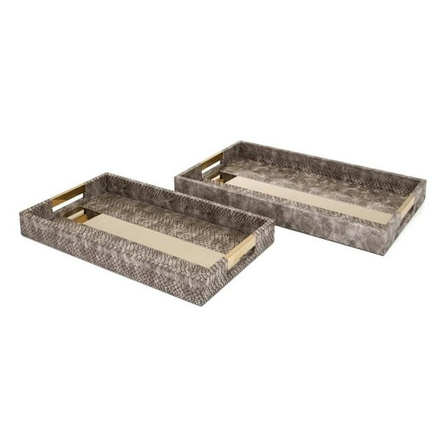 IMAX 60490-2 Plateaux Virdigris&44; Marron - Lot de 2