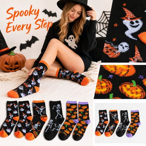 Evdexr Halloween Socks for Men Women Spooky Ghost Pumpkin Printed Casual Sock 2026 Winter party lounge soft Sock