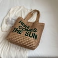 thumbnail image 2 of Bolso Paja Con Agujeros Mano Letras para Mujer Gran Capacidad Ocio Femenino Versátil, 2 of 9