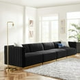 thumbnail image 2 of Modualr Sofa Couch, Gold Black, Velvet, French Living Lounge Cafe Lobby Hospitality Restaurant, Modern Contemporary Boutique HB34173, 2 of 14