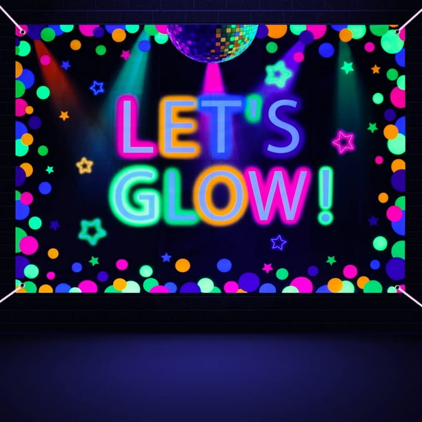 Telón de fondo fotográfico XJLANTTE Neon Let's Glow Party 1,8 x 1,2 m