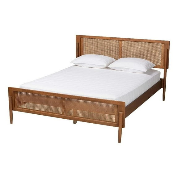 Baxton Studio Gardwin Mid-Century Wood Queen Size Platform Bed in Ash Walnut