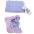 thumbnail image 4 of Baby photography cotton set, hat, wrap, doll toy, newborn baby photo props, light purple hat+wrap+doll, 4 of 5