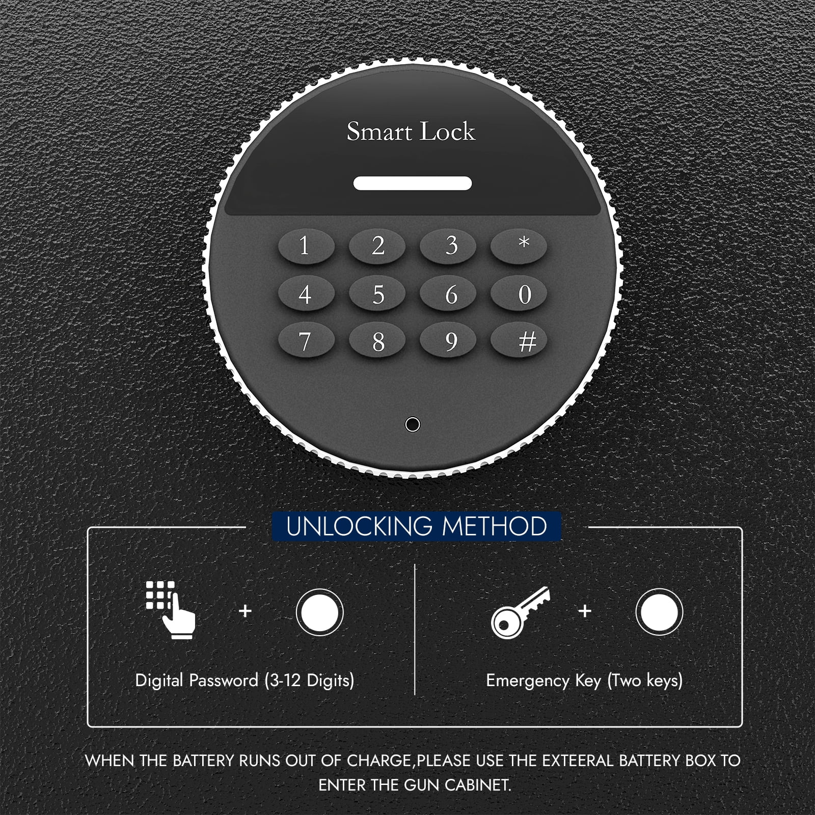 Sapital 2-3 Gun Safe, Cold Rolled Steel Rifle Cabinet with Digital Keypad Lock and Removable Shelf