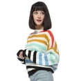 thumbnail image 4 of Fashion Rainbow Striped Long Sleeve Sweater, 4 of 5