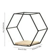 thumbnail image 3 of Modern Hexagonal Floating Shelves | Wall Mounted Metal Storage Rack with Wood Partition | Decorative Wall Shelf for Bedroom Living Room Office, 3 of 6