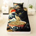thumbnail image 3 of jejeloiu Black Cute Cat Twin Sheet Sets Kids,Japanese Style Print Bedding,3-Piece, 3 of 6
