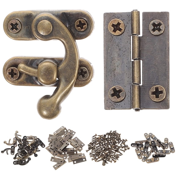 Nicehomfit 1Set Retro Design Small Hinges and Hasp Lock for Wooden Box Jewelry Chest Hardware