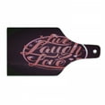 thumbnail image 1 of Live Laugh Love Cutting Board, Vibrant Romantic Vintage Stamp Inspired Circle Popular Saying Print, Tempered Glass Cutting and Serving Board, Wine Bottle Shape, Coral Plum White, by Ambesonne, 1 of 1