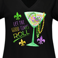 thumbnail image 4 of Inktastic Let the Good Times Roll Mardi Gras Goblet and Beads Women's Plus Size V-Neck T-Shirt, 4 of 5