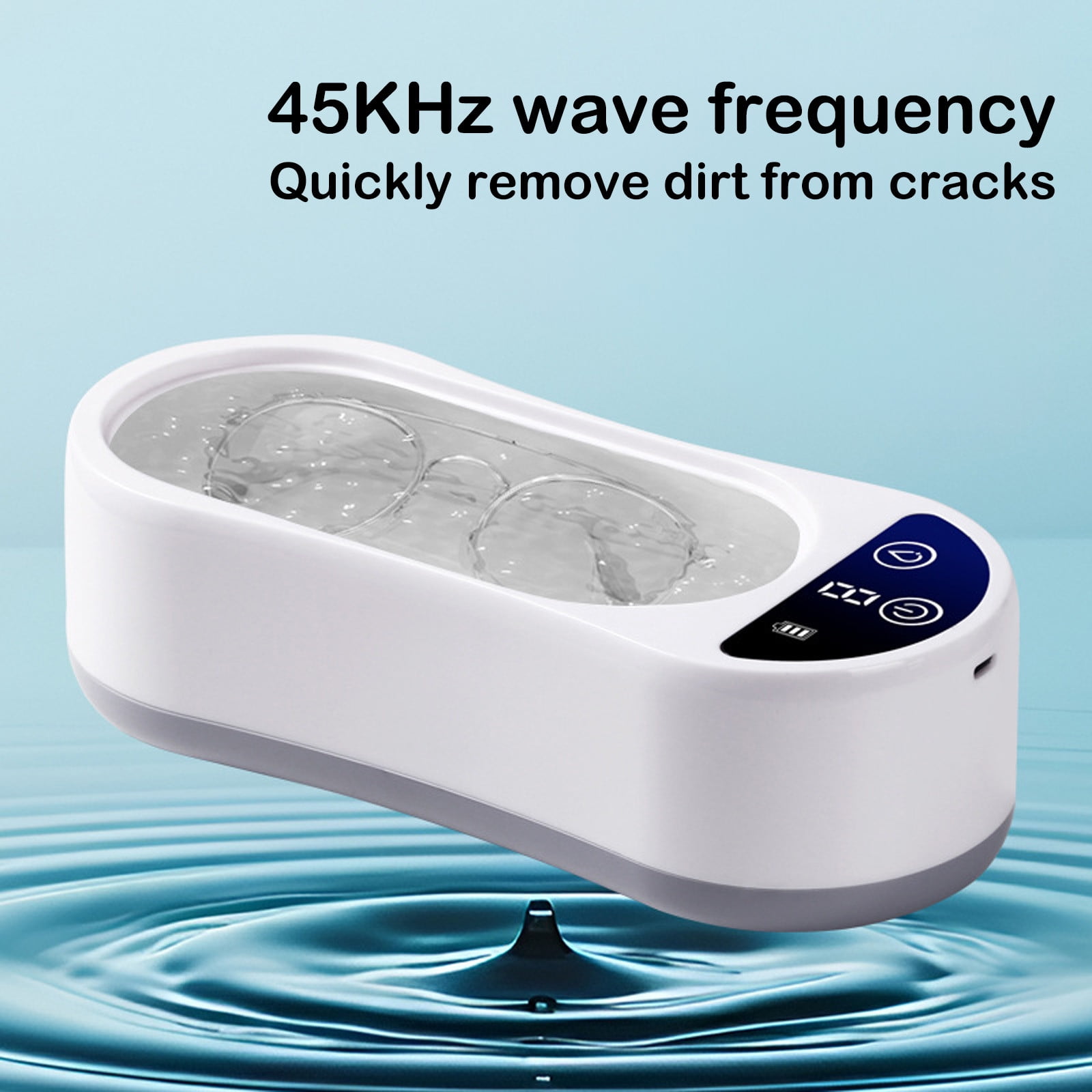 Ultrasonic Portable Jewelry Cleaner for Home and Travel, Deep Cleaning for Rings Glasses Watches Razors Dentures and Tools, USB Rechargeable Multipurpose Cleaner