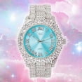 thumbnail image 5 of Women's 44mm Solitaire Bezel Watch - Bling-ed Out Adjustable Band - Silver Tone Finish with Ravishing Crystals - Simulated Diamond Watch with Roman Dial, 5 of 6