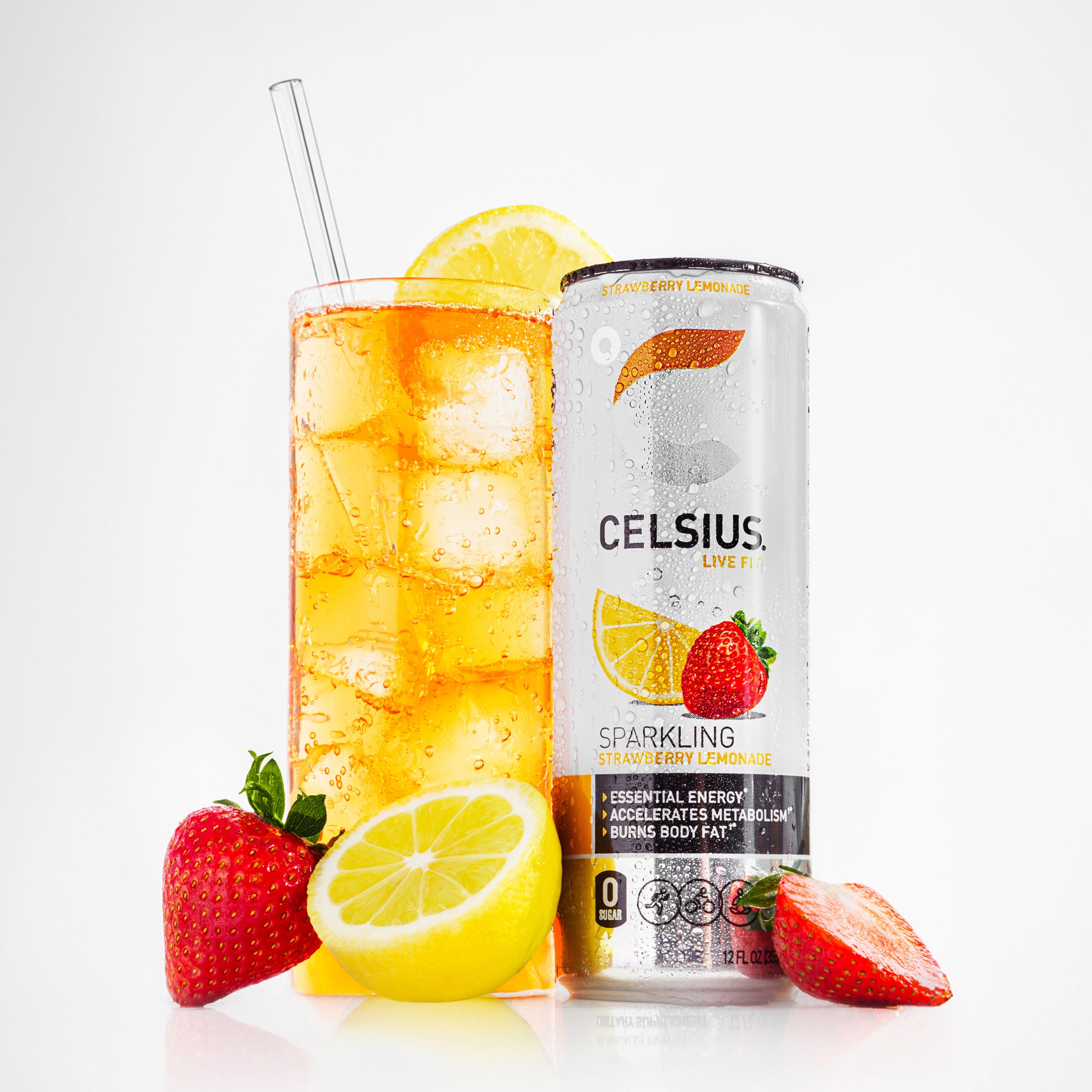 CELSIUS Sparkling Strawberry Lemonade, Functional Energy Drink 12 fl oz Can (Pack of 12)