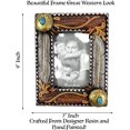 thumbnail image 2 of Urbalabs Western Western Feather Floral Teal Gem Cowboy Two Photo Frame Country Decor Picture Frame 4" x 6" Rustic Gifts Farmhouse Picture Frames Standing 4x6 Elaborate Picture Frame, 2 of 7