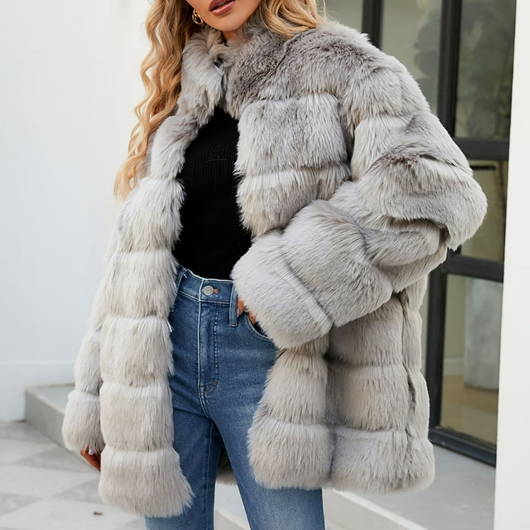 Bcresic Clearance Sale,Women's Faux Fur Winter Coats,Long Sleeve