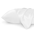 thumbnail image 1 of Juego de fundas de almohada Bedsure 2 unidades tamaño king satinado blanco puro, 1 of 6