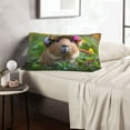 thumbnail image 6 of Picia Flower Crown Guinea Pig Pattern Plush Pillow Case – Soft and Cozy Cushion Cover, Hypoallergenic Throw Pillow Case for Home Decor-16"x24", 6 of 6