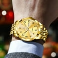 thumbnail image 3 of OLEVS Watches for Men Business Dress Analog Quartz Two Tone Gold Plated Stainless Steel Classic Digital Waterproof Luminous Date Casual Mens Wrist Watches Reloj Para Hombre, 3 of 10