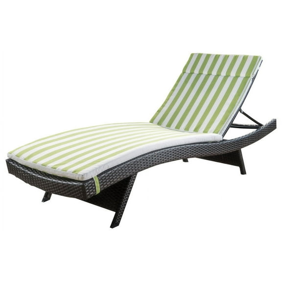 Anthony Outdoor Wicker Lounge with Cushion, Multibrown, Green and White Stripe