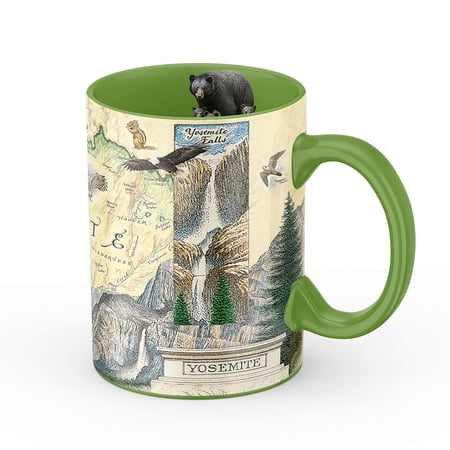 Xplorer Maps Yosemite National Park Map Ceramic Mug (Large 16oz) Coffee Cup, Tea, Cocoa, Hot Chocolate, Brew Mugs, and Cold Drinks, BPA-FREE - For Office, Home, Gift (Individual Mug)