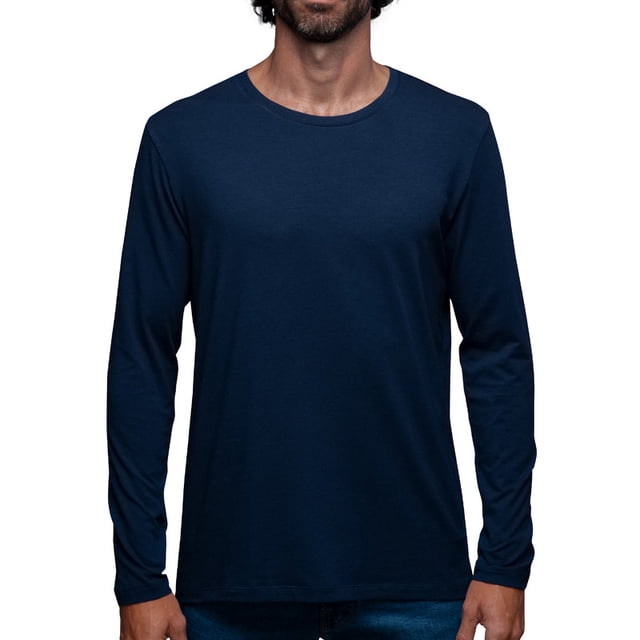 Playera Manga Larga Para Hombre De Algodón Pima y Tela Spandex Unbranded Co Long Sleeve Crew Neck Navy Blue 2XL
