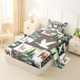 thumbnail image 2 of Castle Fairy Vintage Patchwork Wildlife Twin Sheets 3pcs,Elk Bear Duck Pine Arrow Bedding,Sage Brown Off White,1 Fitted Sheet, 1 Flat Sheet and 1 Pillowcase, 2 of 6