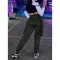 thumbnail image 5 of Women's High-Waisted Black Jogging Pants - Elastic Waist, Wide-Leg, Casual Street Style, Plus Size Available, 5 of 5