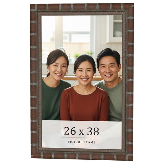 26x38 Dark Brown Bamboo Real Wood Picture Frame Width 1.5 inches | Interior Frame Depth 0.5 inches
