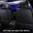 thumbnail image 4 of Maidao Car Seat Covers Leather Full Set for Nissan for Quest 2004-2009 5 Seats Compatible Airbag Water Resistant Front Rear Cushion Protector with Pillow Black and Blue, 4 of 6