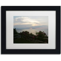Trademark Fine Art "Roses in Bloom Along the Lake" Canvas Art by Kurt Shaffer, White Matte, Black Frame