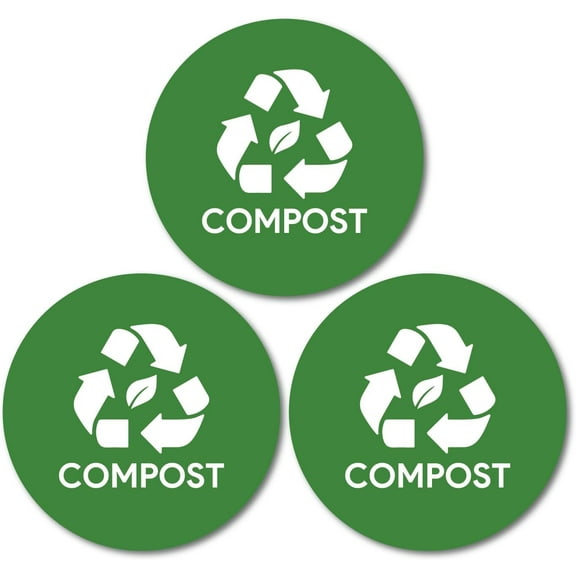 Sutter Signs 3pk Compost Stickers for Trash Can | 4" Weatherproof Waste Management Label Sign Decals for Garbage Cans, Yard Waste, and Outdoor Compost Bins