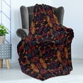 thumbnail image 4 of Ethnic Soft Flannel Fleece Throw Blanket, Hand Drawn Image with Oriental Rainbow Colored Floral Swirls Glass Pattern Image, Cozy Plush for Indoor and Outdoor Use, 50" x 60", Multicolor, by Ambesonne, 4 of 5