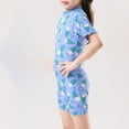 thumbnail image 3 of Rash Guard Short Sleeve Swimsuits for Girl Feather Zipper Romper Bathing Suit One Piece Boyleg Swimwear Light Blue, 6 Years, 3 of 5