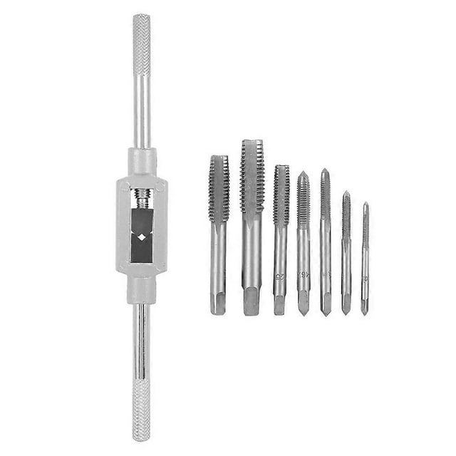 8PCS M3-M12 Tap Wrench Drill Set Hand Tapping Tools Screw Thread Tap Drill Bit Wrench Set