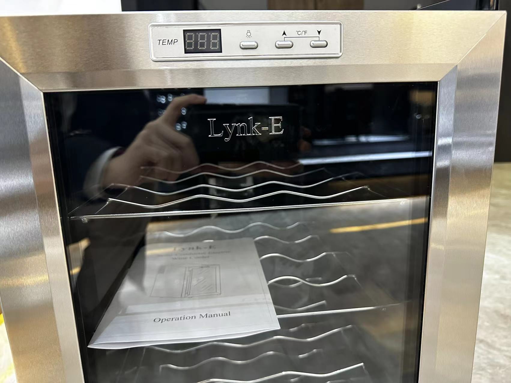 Lynk-E Wine Bottle Refrigerator, Built-in or Freestanding Wine Freezers with Advanced Cooling System for Drink Soda Wine Water, Quiet Operation, Silver
