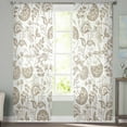 thumbnail image 3 of Khaki Farmhouse Semi Sheer Curtains 84 Inch Length 2 Panels Set, Floral Floral Plant Leaf Vintage Spring Sheer Kitchen Curtain Privacy Voile Window Curtain for Living Room Bedroom Rod Pocket Drapes, 3 of 7