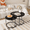 Black, variant on Nesting Coffee Table Set of 2, 27.6 Inch Round Coffee Table with Marble Top & Metal Frame, End Table Side Tables for Living Room Bedroom, Black