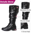 thumbnail image 4 of Love Steetly Women's Extra Wide Calf Knee High Boots, Slouched Shaft Tall Boots, Dual Antique Buckles, Low Stacked Heel Side Zipper Riding Boots., 4 of 7