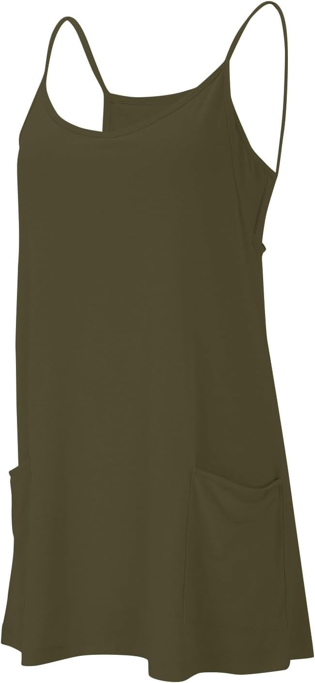 Women Tennis Dress Built in Shorts Adjustable Straps Hot Shot Mini Dress Athletic Workout Golf Dresses with Pockets