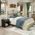 thumbnail image 4 of Gymax Nightstand with Drawer and Shelf Rustic Wooden Bedside Table Bedroom Black, 4 of 10