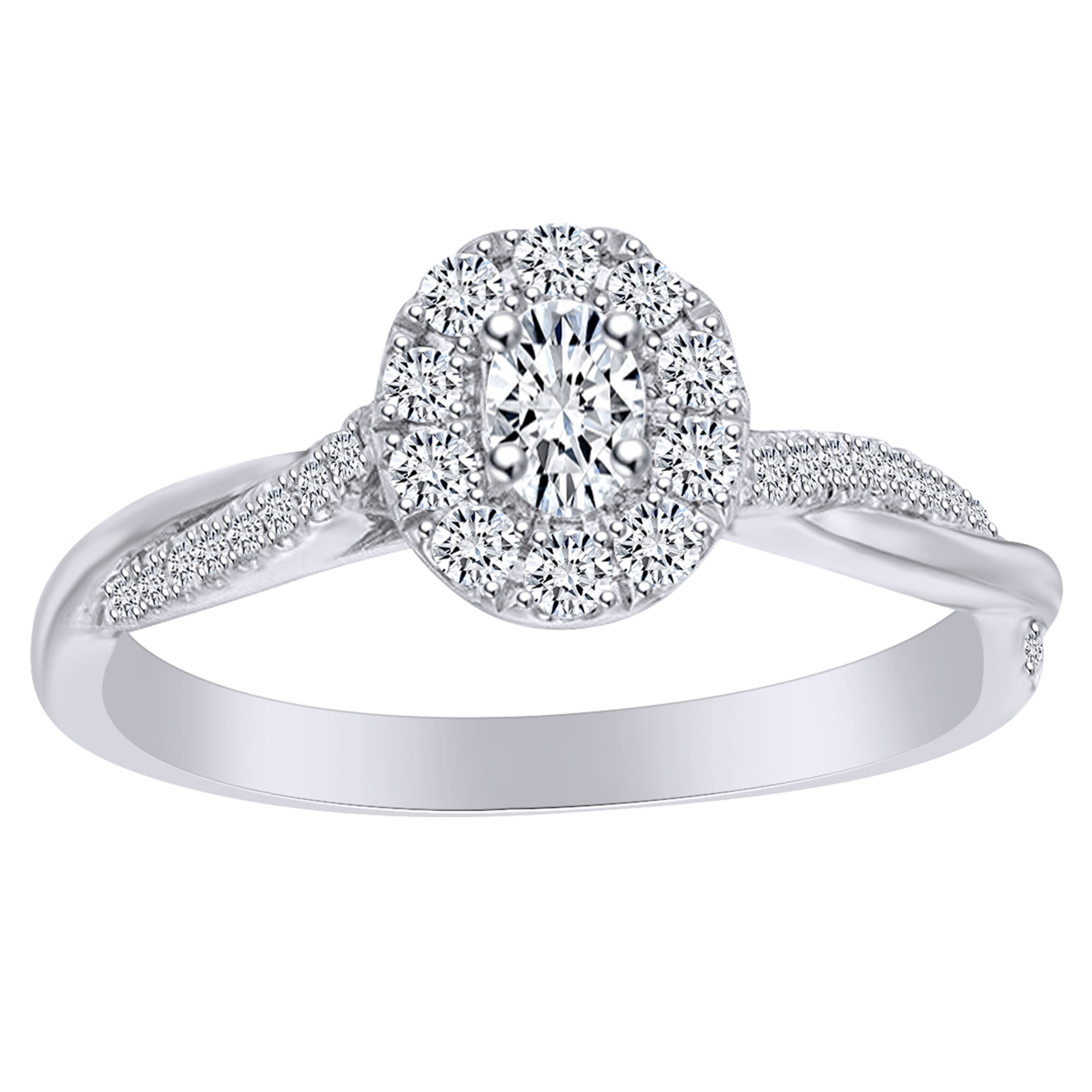 Jewel Zone US - 3/8 Carat Oval & Round Shape White Natural Diamond ...