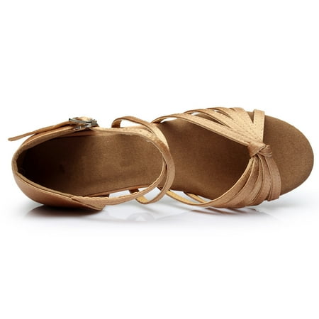 

Aayomet Cute Sandals for Women Women Fashion Dancing Prom Ballroom Latin Dance Shoes Sandals Khaki 8