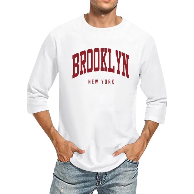 T-Shirts pour Homme Manches 3/4 Col Ras du Cou Confortable Ajustement Couleur Dégradée T-Shirts Graphiques Blancs d'Automne Taille g